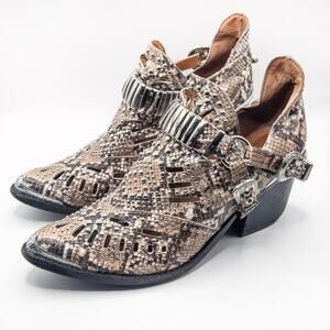 Jeffrey Campbell Women’s Calhoun Cutout Bootie Snakeskin Western Glam Size 9.5